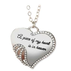 Heart Shape Pendant Necklace for women, "A Piece of My Heart is in Heaven".